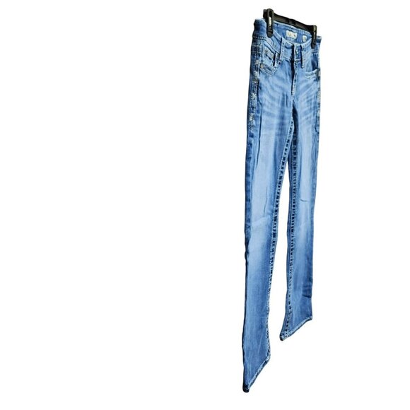 BKE Womens 27x31 Stella Low Rise 99% Cotton Jeans Blue Bootcut Denim Embroidered - Picture 3 of 16